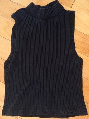 Reformation Black Ribbed Mock Neck Tank